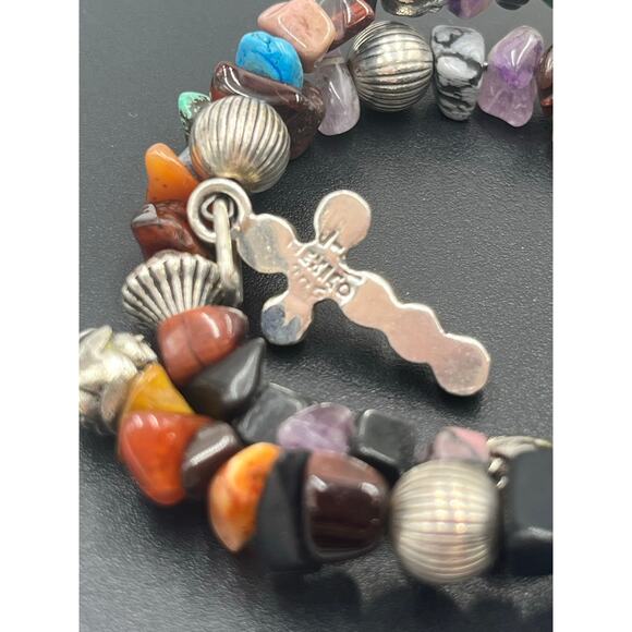 Taxco Mexico 925 Vintage
Sterling Silver Gemstone Wrap Bracelet Cross Pendant - Picture 10 of 13